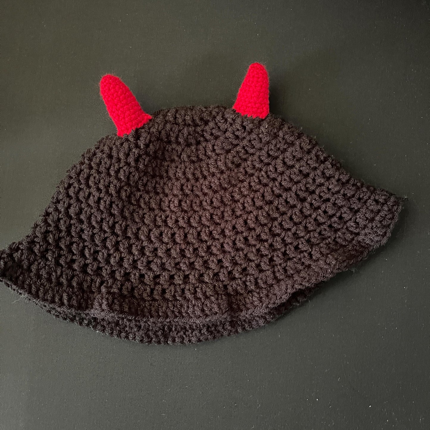 Crochet Horned Bucket Hat: Halloween Costume Accessory