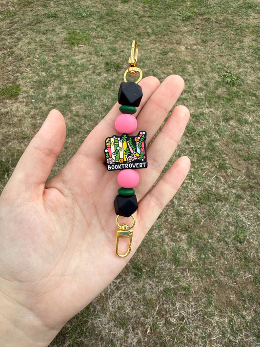 Beaded Kindle Strap: Floral Bookshelf Design, Removable Booktrovert Accessory