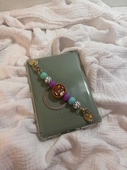 Beaded Kindle Strap: Book Lover Accessory, Removable Gold Clasps